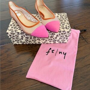 FS/NY Pink and Orange Pointed Toe Flats